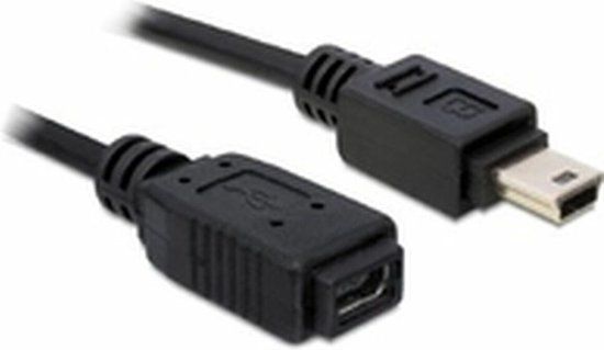 Delock USB 2.0 Mini Male naar USB 2.0 Mini Female - 1m - Zwart