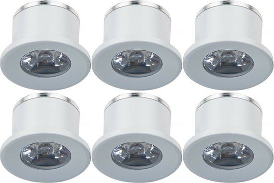 Velvalux LED Veranda Spot Verlichting 6-Pack - Velvalux - 1W - Warm Wit - Inbouw - Dimbaar - Rond - Wit