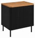 3xE living Armoire de salle de bain 60 cm, placage noir/chêne clair, avec portes, pieds noirs, 60,8 x 44,2 x 65 cm