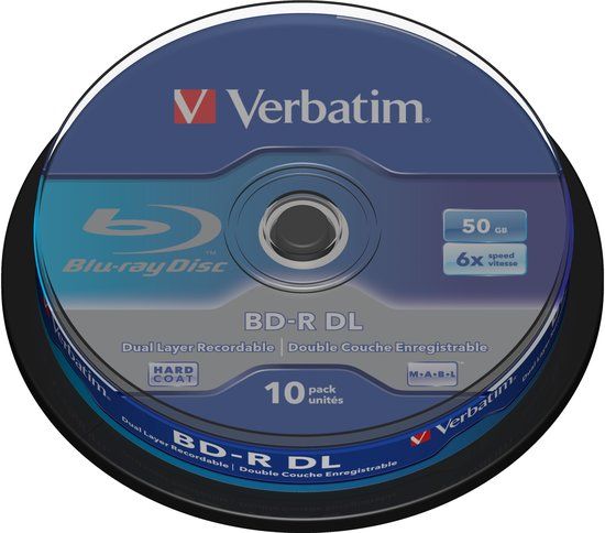 Verbatim 43746 BD-R enkellaags, 6x brandsnelheid, bedrukbare oppervlakte Scratchguard Plus, 10 Pack Spindle, 50 GB