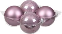 Othmar Decorations Grote kerstballen - 4x st - salie paars/lichtpaars - 10 cm - glas - glans/mat