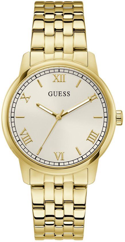 Guess Chandler Quartz Analoog Horloge Goudkleurig Kast Gemaakt Van 100% Roestvrij Staal En Een Armband Van 100% Roestvrij Staal 40 GW1053G1, GW1053G2, GW1053G5