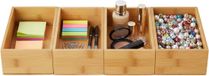 Gerimport Organiseur de tiroir - 4x - bambou bois - 25 x 15 x 7 cm