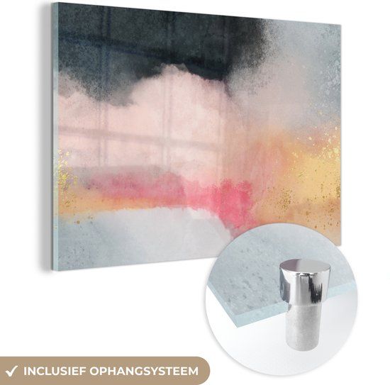 MuchoWow® Glasschilderij 60x40 cm - Acrylglas Schilderij - Abstract Design - Multicolor