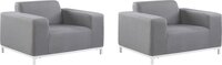 Beliani Set van 2 Moderne Outdoor Indoor Fauteuils Grijze Stof Witte Benen Rovigo