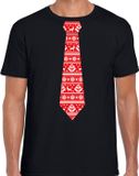 Bellatio Decorations Stropdas Kerst T-shirt Kerstpatroon Heren Zwart XL