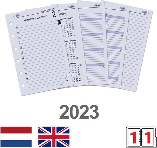 Kalpa 6231-23 Pocket Agenda Navulling 1 Dag per Pagina NL EN 2023