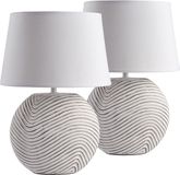 Brubaker Set van 2 tafel- of bedlampjes, wit, keramische poten in tweekleurige, matte afwerking, 38 cm hoog, wit/grijs