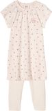 Vertbaudet Nachthemd van ribtricot "kersen" + effen meisjeslegging