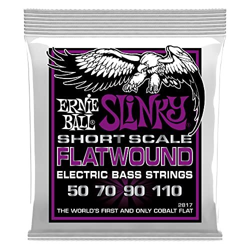 Ernie Ball Power Slinky Flatwound Short Scale Electrische Bas Snaren 50-110 Gauge