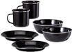 Redcliffs Outdoor serviesset - 6 delig - emaille - zwart/zilver - kamperen/outdoor