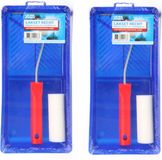 Veba Lakroller schilderset - 2x - extra fijn - verfbak en beugel - Verfset - Schuim rollers