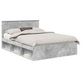 vidaXL Bedframe met hoofdeinde Beton 140 x 200 cm Bewerkt hout