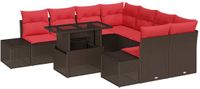 vidaXL Tuinbank Set 9-delig Bruin Polyrattan