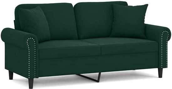 vidaXL Tweezitsbank met sierkussens 140 cm fluweel donkergroen