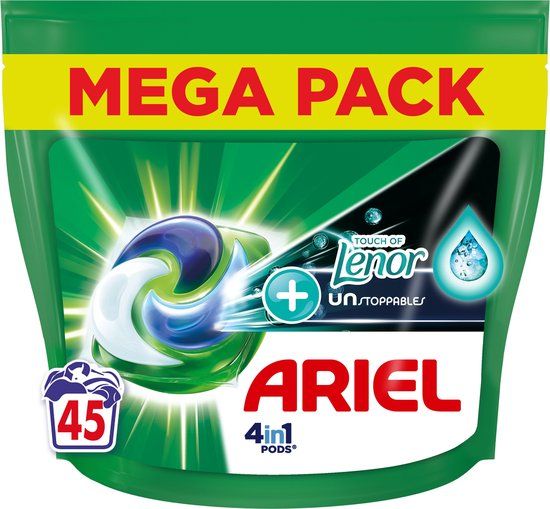 Ariel 4in1 Pods + Touch Of Lenor Unstoppables - 45 Wasbeurten