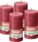 Bolsius - Rustieke Kaars - 4 Stuks - Rood - 13cm