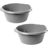 Hega hogar Hega Hoger Afwasteil - 2x - 10L - rond - zilver - 38 x 16 cm - afwasbak