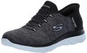 Skechers Dames Summits Dazzling Haze Espadrilles, Black Mesh/White Trim, 40 EU Large