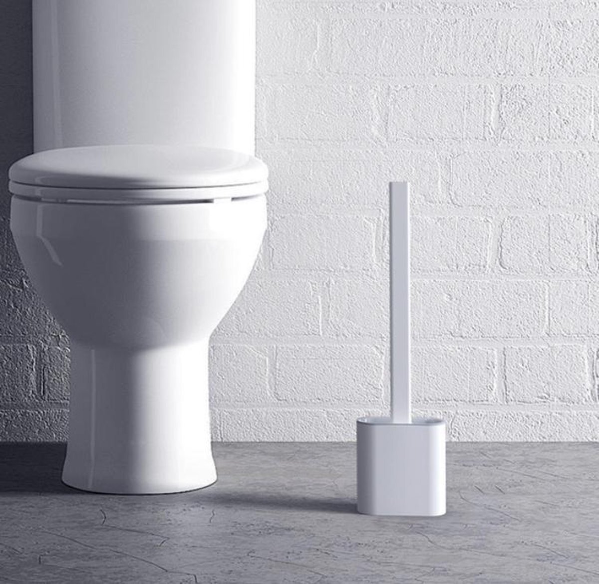 Easyclean Easy clean - Flexible Siliconen wc borstel met houder - Gesloten onderkant - Ophangbaar - Vernieuwd design - Toiletborstel - Wit - WC borstel