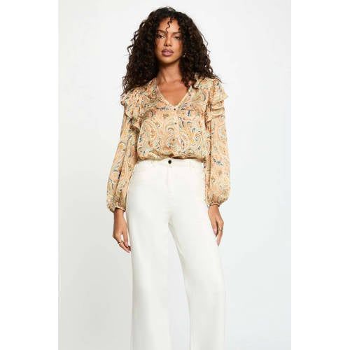 Morgan top met paisley print geel
