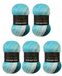 Moonlight Wollbiene Moonlight Glitter Batik Simli Breiwol, 5 x 100 g, 500 g, 20% wol metallic, kleurverloop, 5200 petrol turquoise en wit