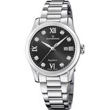 Candino C4738/4 Polshorloge Dames Zwart Saffierglas Staal Zilverkleurig