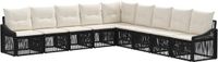 vidaXL Tuinbank - Set - 9 zitplekken - Zwart - Polyrattan
