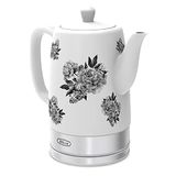 bella Bouilloire électrique et théière, chauffe-eau vitrocéramique avec socle pivotant amovible, arrêt automatique et protection contre le fonctionnement à sec, 1,5 litre, motif floral noir
