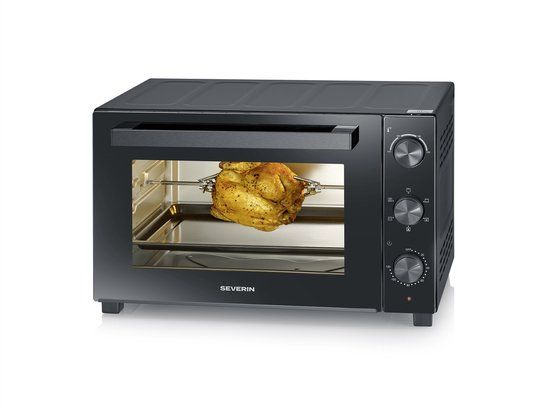 Severin TO 2076 Bak- en Toastoven – 46 Liter – Hetelucht – Pizzasteen – Draaispit – Zwart