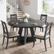 Table de salle à manger et table de cuisine en bois massif - diamètre 120 cm - avec pied colonne - convient pour 4-6 personnes - style campagnard moderne - noir