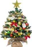OEM Bol Mini kerstboom met LED verlichting - 60 cm - batterij aangedreven - kunstmatig - met bal ornamenten