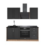 Vicco Eenpersoonskeuken Fame-Line, Anthrazit-Gold Landhaus/Goudkleurig Eiken, 190 cm, WB Antraciet