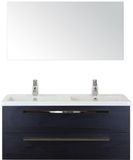 BES LED Seville Seville Badmeubelset 120 cm - 2 Laden Black Oak - Wastafel Djazz Dubbel met Spiegel