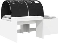 vidaXL Kinderhoogslaper met bureau 3-stuks Wit en zwart Bewerkt hout