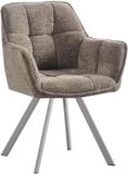 LABEL51 Riley Eetkamerstoel - Bruin - Stof - Taupe Metaal