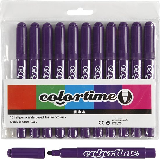 Colortime stift 5 mm lijn paars 12 stuks