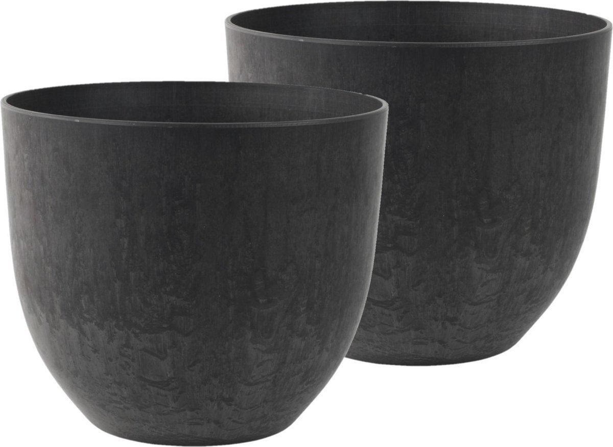 Steege Bloempot - Zwart - Ø33 cm - Gerecycled Kunststof - 3 Stuks