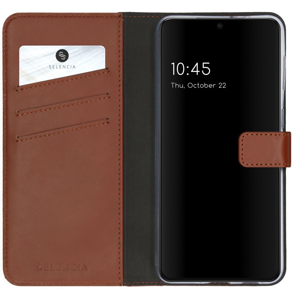 Selencia Lederen Booktype voor Samsung Galaxy S21 Plus - Lichtbruin