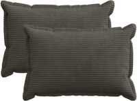 vidaXL - Kussensloop - 2 stuks - HOUTEN - Antraciet - 40 x 60 cm - corduroy