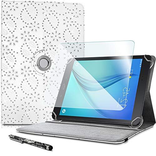 KARYLAX Set beschermhoes met strass-steentjes, wit + displaybeschermfolie + stylus voor Archos Oxygen 101 4G