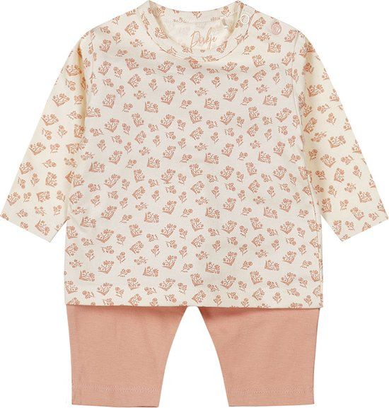 Dirkje NOOS GIRLS Meisjes Pyjamaset - Maat 86/92 - Gebloemd - Lange mouw - Dusty pink - Organic cotton