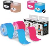 Mobiclinic Mobitape - Pak van 2 Kinesiotape - Neuromusculaire Kleefbandage - Spierpijnbestrijding - Elastisch - Waterdicht - Kinesiologie Bandage - Geschikt voor Meerdere Zones - Rol - 5x5cm - Roze en Blauw