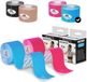 Mobiclinic Mobitape - Pak van 2 Kinesiotape - Neuromusculaire Kleefbandage - Spierpijnbestrijding - Elastisch - Waterdicht - Kinesiologie Bandage - Geschikt voor Meerdere Zones - Rol - 5x5cm - Roze en Blauw