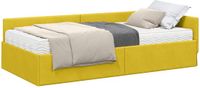 vidaXL Hoekbedframe met Matras Geel Fluweel 80 x 200 cm