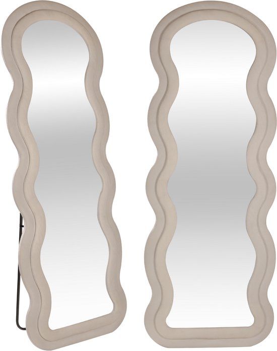 SensaHome Wavy Gestoffeerde Staande Spiegel - 60x160 - Wit Creme