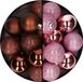 Billiet - Vanlaere 24x pièces boules de Noël en plastique mix de brun foncé et rose 6 cm