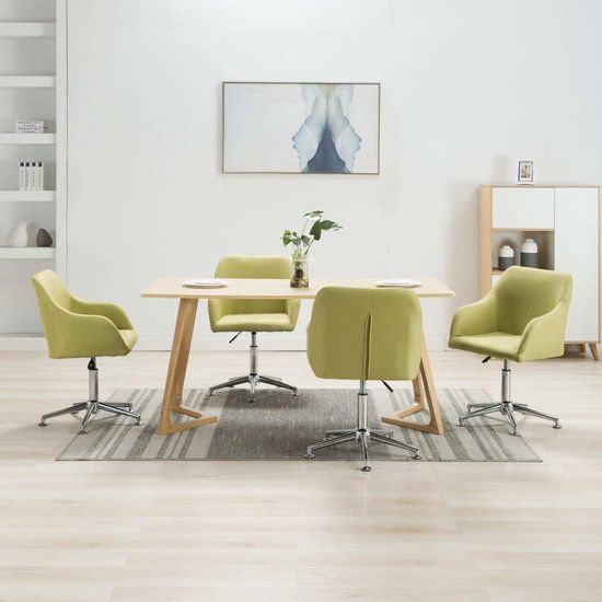 vidaXL Eetkamerstoelen 4 stuks draaibaar stof groen