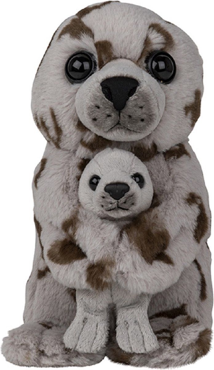 Nature Planet Pluche Zeehonden Knuffels - 22 cm - Moeder en Jong - Dieren Speelgoed Cadeau