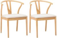 vidaXL Chaise de salle à manger 2 pcs caoutchouc massif naturel et clair